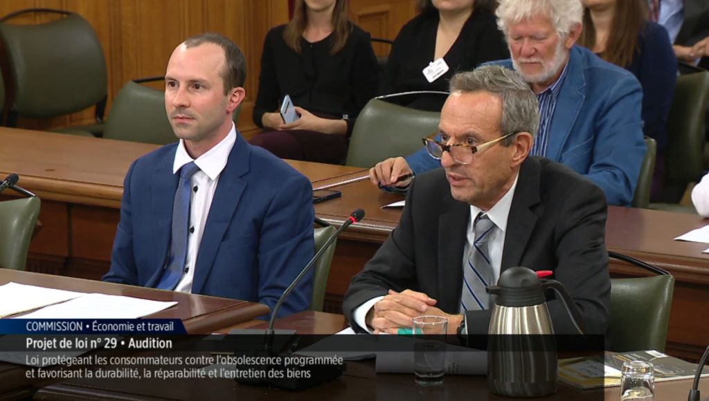 Hearing on Bill No. 29 - APA Executive Director George Iny (right), and lawyer Hubert Lamontagne (left)